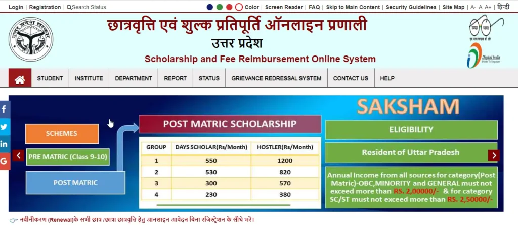 UP Scholarship renewal 2023-24